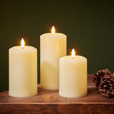 Three Kings Candles Xmas Three Kings Flameless Pillar Candle Assorted Sizes - Cream